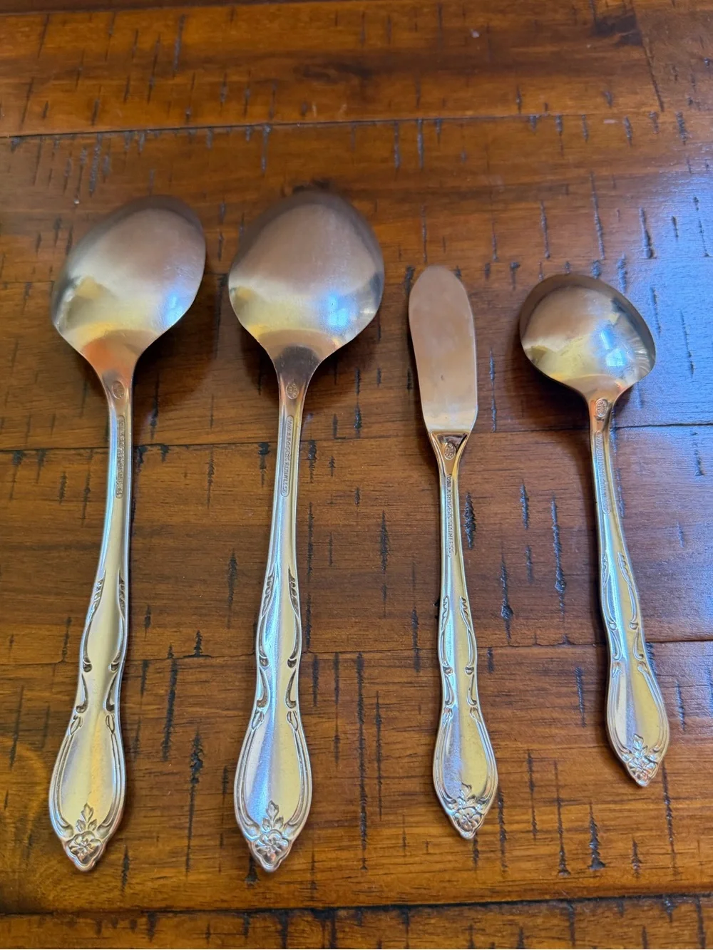 Wm A Rogers Oneida Montclair Stainless Serving Utensils 4 Pc Floral Tip Vintage